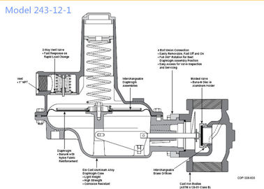 Клапан уменьшения давления регулятора 125psi пропана подачи модели 243-12 Sensus высокий